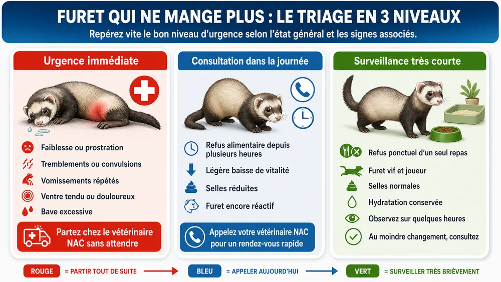 Furet qui ne mange plus : le triage en 3 niveaux