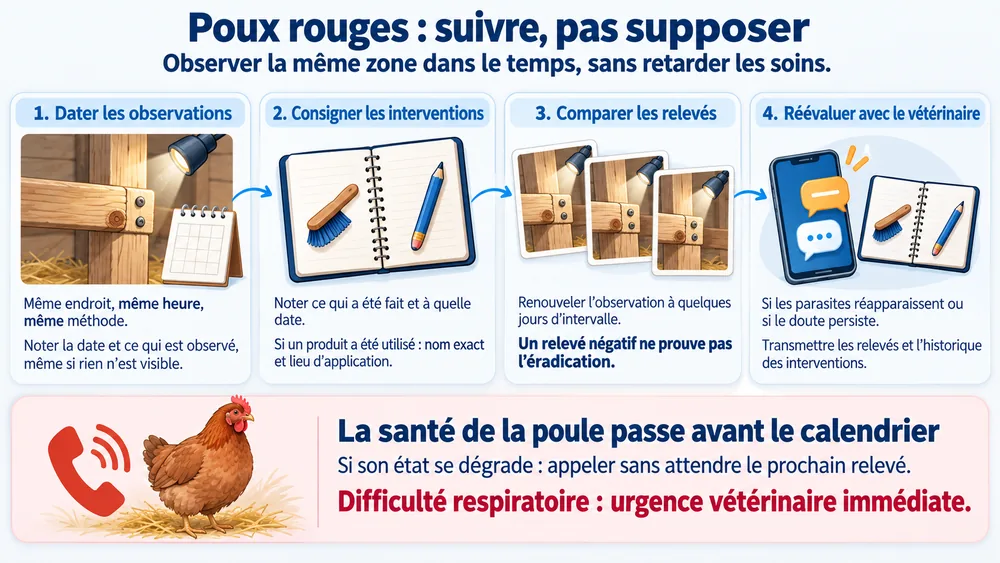 Poux rouges : suivre, pas supposer. Observer la même zone dans le temps, sans retarder les soins.